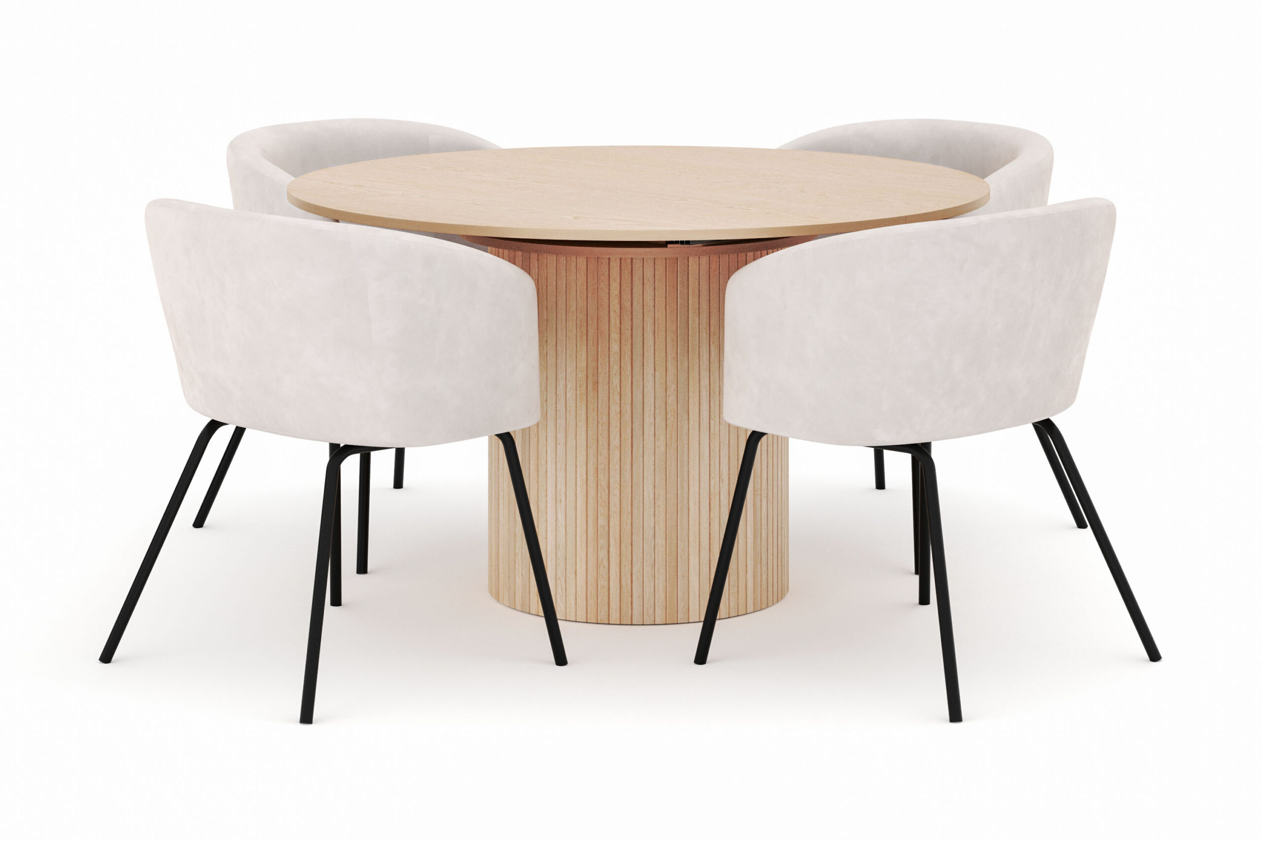 Kopparbo Rundt Spisebord 130 cm Udtrækkeligt med 4 Berit Stole - Hvid