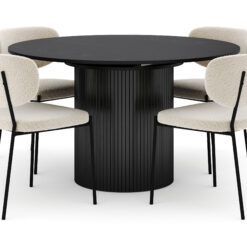 Kopparbo Rundt Spisebord 130 cm Udtrækkeligt med 4 Gemmiano Stole - Sort