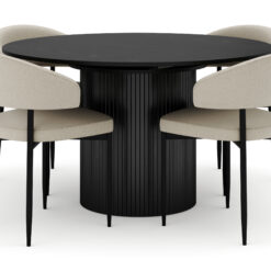 Kopparbo Rundt Spisebord 130 cm Udtrækkeligt med 4 Sawako Stole - Sort