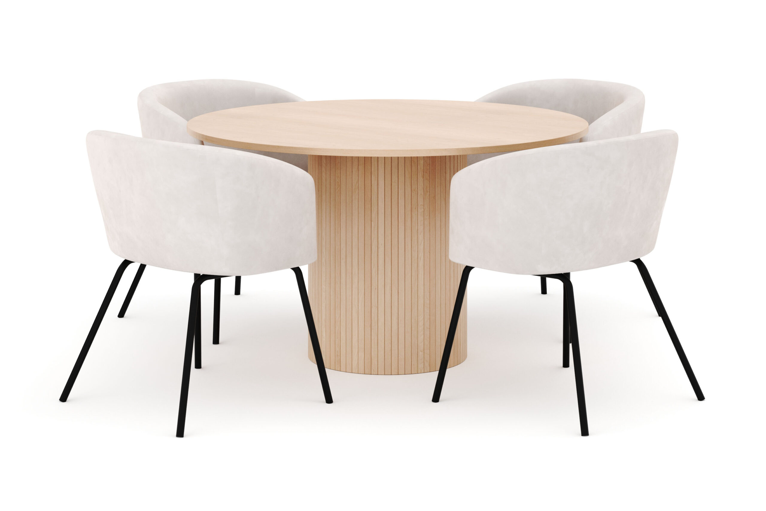 Kopparbo Rundt Spisebord 130 cm med 4 Berit Stole - Beige