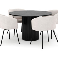 Kopparbo Rundt Spisebord 130 cm med 4 Berit Stole - Sort