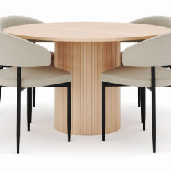 Kopparbo Rundt Spisebord 130 cm med 4 Sawako Stole - Beige