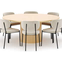 Kopparbo Rundt Spisebord 180 cm med 8 Gemmiano Stole - Hvidlaseret