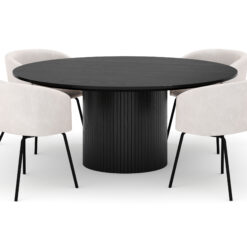 Kopparbo Rundt Stort Spisebord 180 cm med 4 Berit Stole - Sort