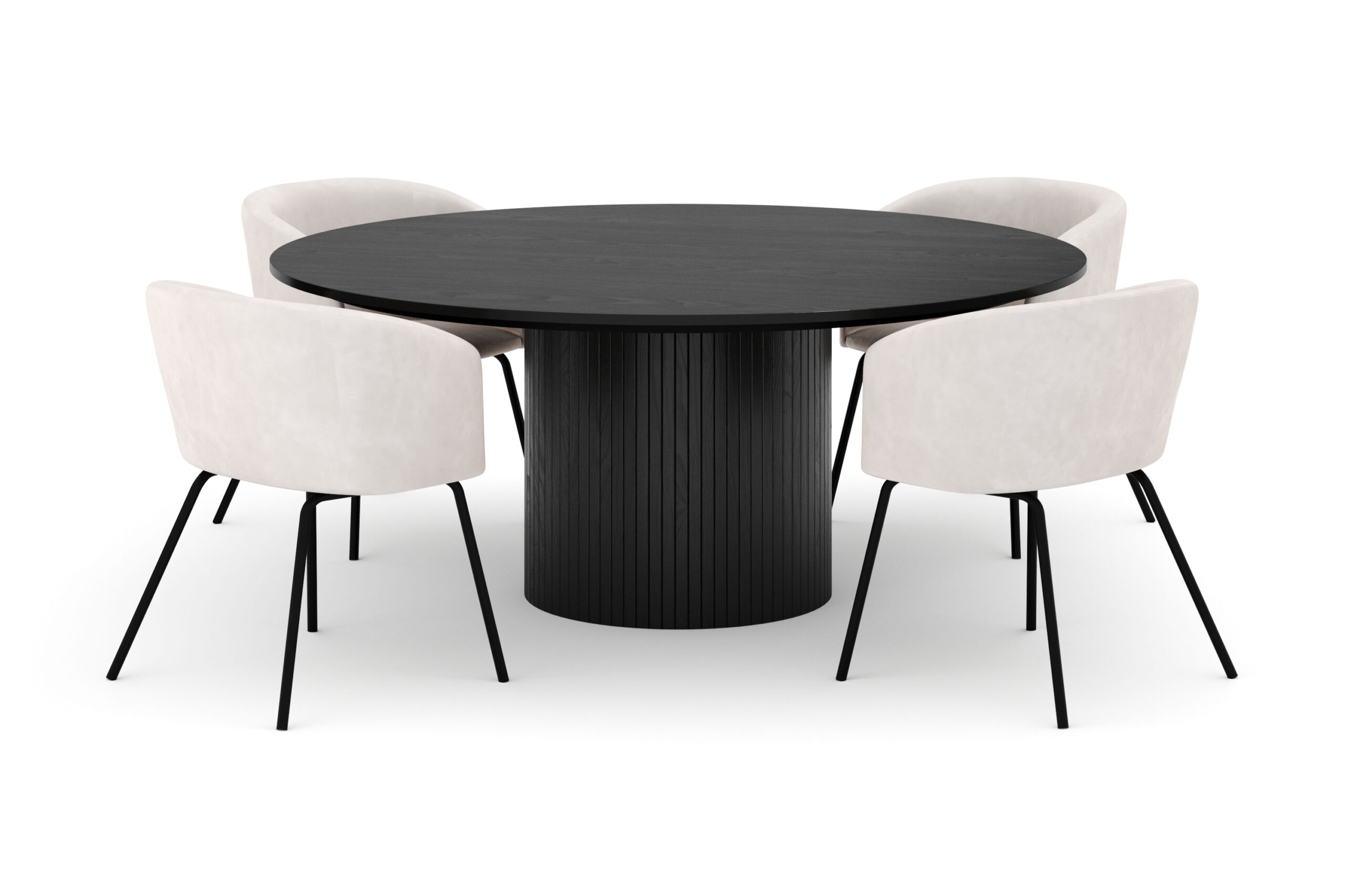 Kopparbo Rundt Stort Spisebord 180 cm med 4 Berit Stole - Sort