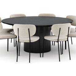 Kopparbo Rundt Stort Spisebord 180 cm med 8 Gemmiano Stole - Sort