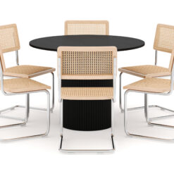 Kopparbo Spisebord Rundt 106 cm Udtrækkeligt med 6 stk Build Matstkolar - Sort