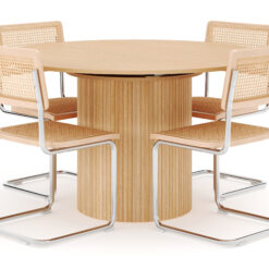 Kopparbo Spisebord Rundt 130 cm Udtrækkeligt med 4 stk Build Matstkolar - Hvid