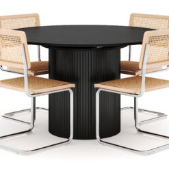 Kopparbo Spisebord Rundt 130 cm Udtrækkeligt med 4 stk Build Matstkolar - Sort