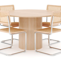 Kopparbo Spisebord Rundt 130 cm med 4 stk Build Matstkolar - Beige