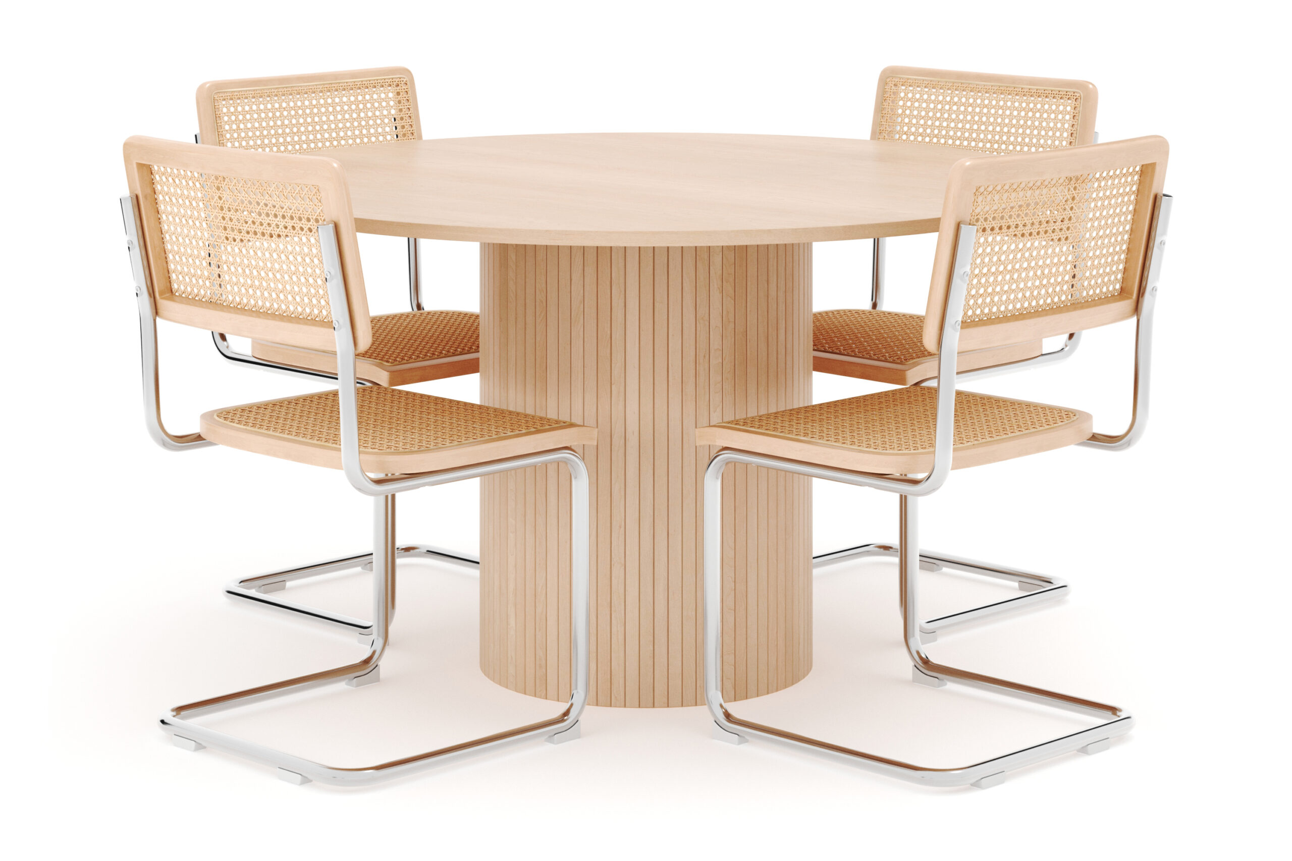 Kopparbo Spisebord Rundt 130 cm med 4 stk Build Matstkolar - Beige