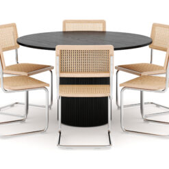 Kopparbo Spisebord Rundt 130 cm med 6 stk Build Matstkolar - Sort