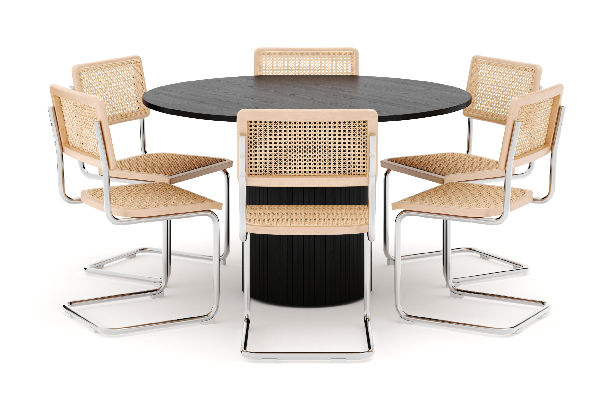 Kopparbo Spisebord Rundt 130 cm med 6 stk Build Matstkolar - Sort