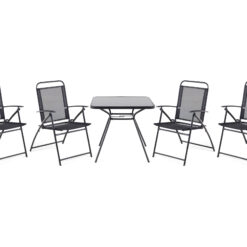 Livo havemøbler med bord + 4 stole - Sort