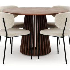 Peyra Rundt Spisebord 120 cm med 4 Gemmiano Stole - Valnød