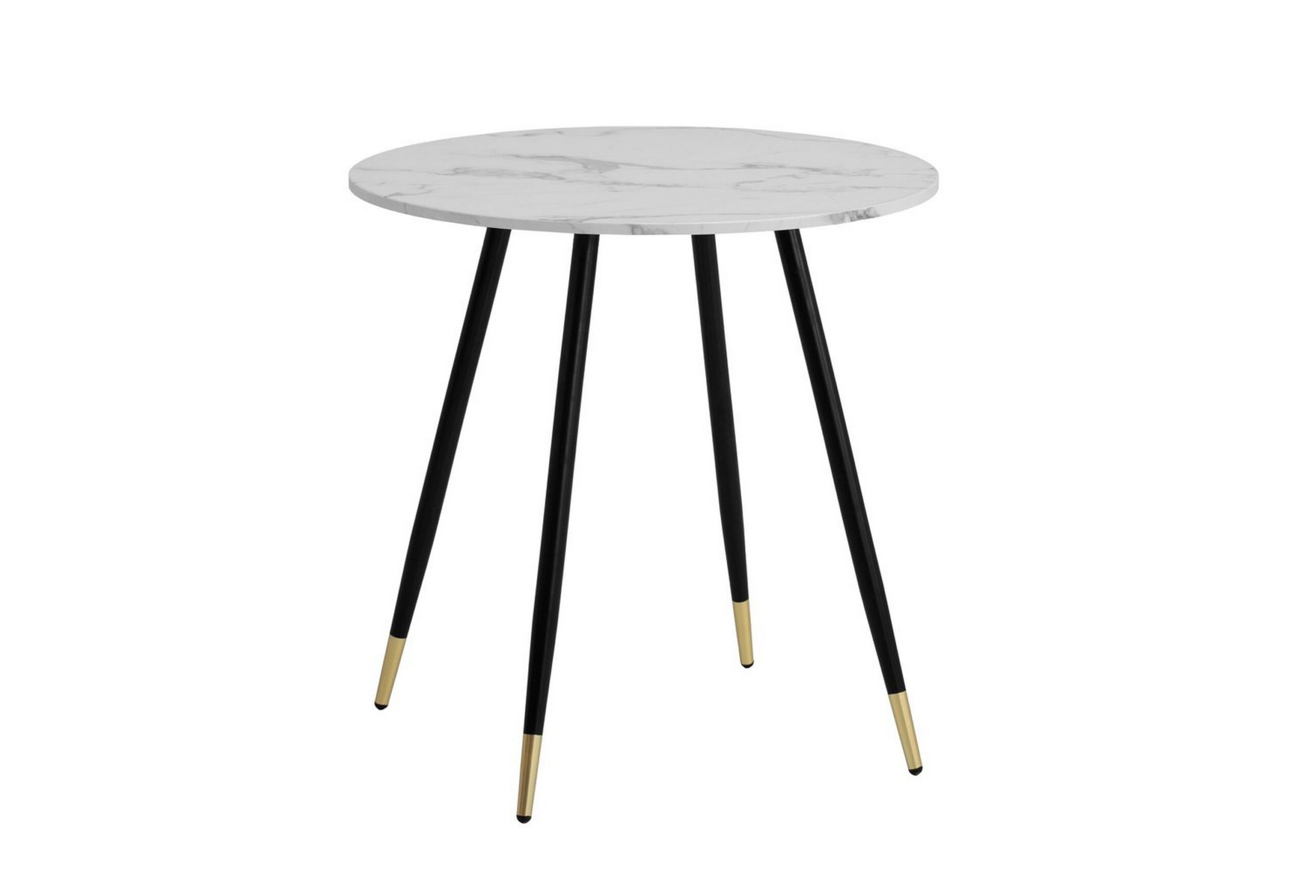 Spisebord Wohnling Rund 75 cm marmorlook moderne med gyldne spidse ben Marmor, Hvid - Marmor, Hvid