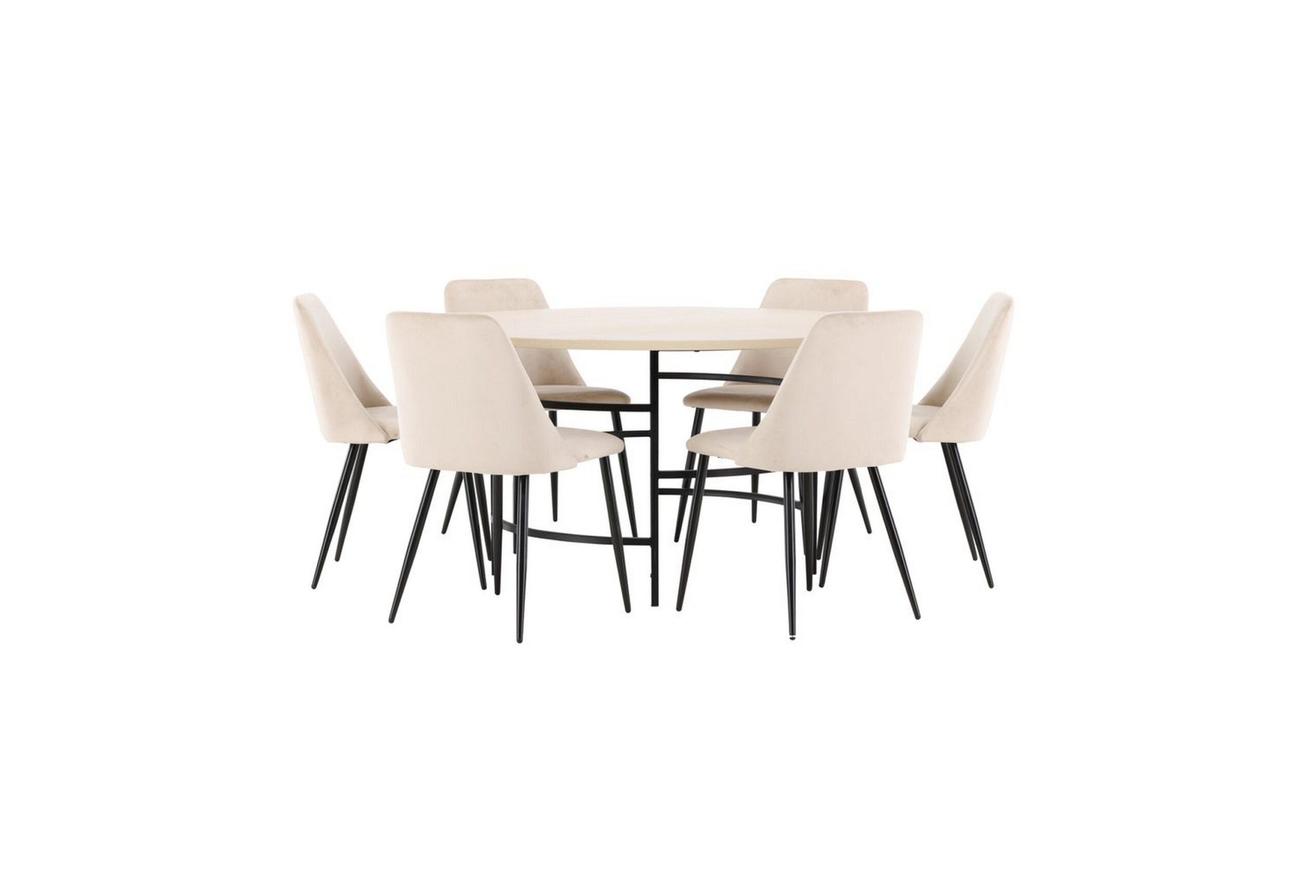 Spisegruppe Copenhagen Rundt 140 cm med 6 Night Stole Hvid / Sort - Hvid / Sort