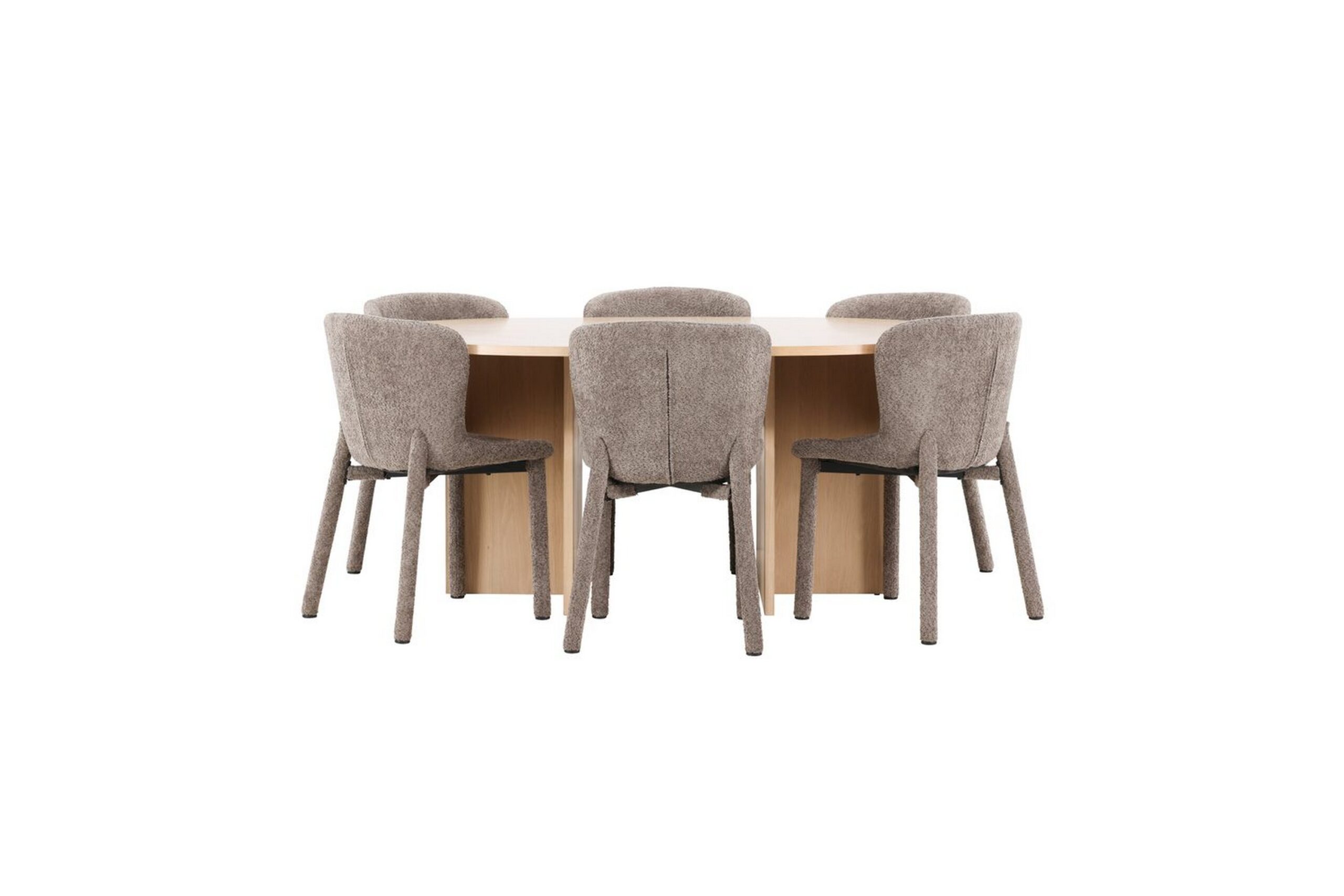 Spisegruppe Strada Rundt 120/170 cm Hvid med Astoria Stole 6 stk, Brun - 6 stk, Brun