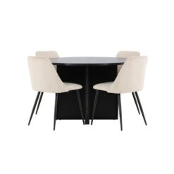 Spisegruppe Strada Rundt 120/170 cm Sort med Night Stole 4 stk - 4 stk