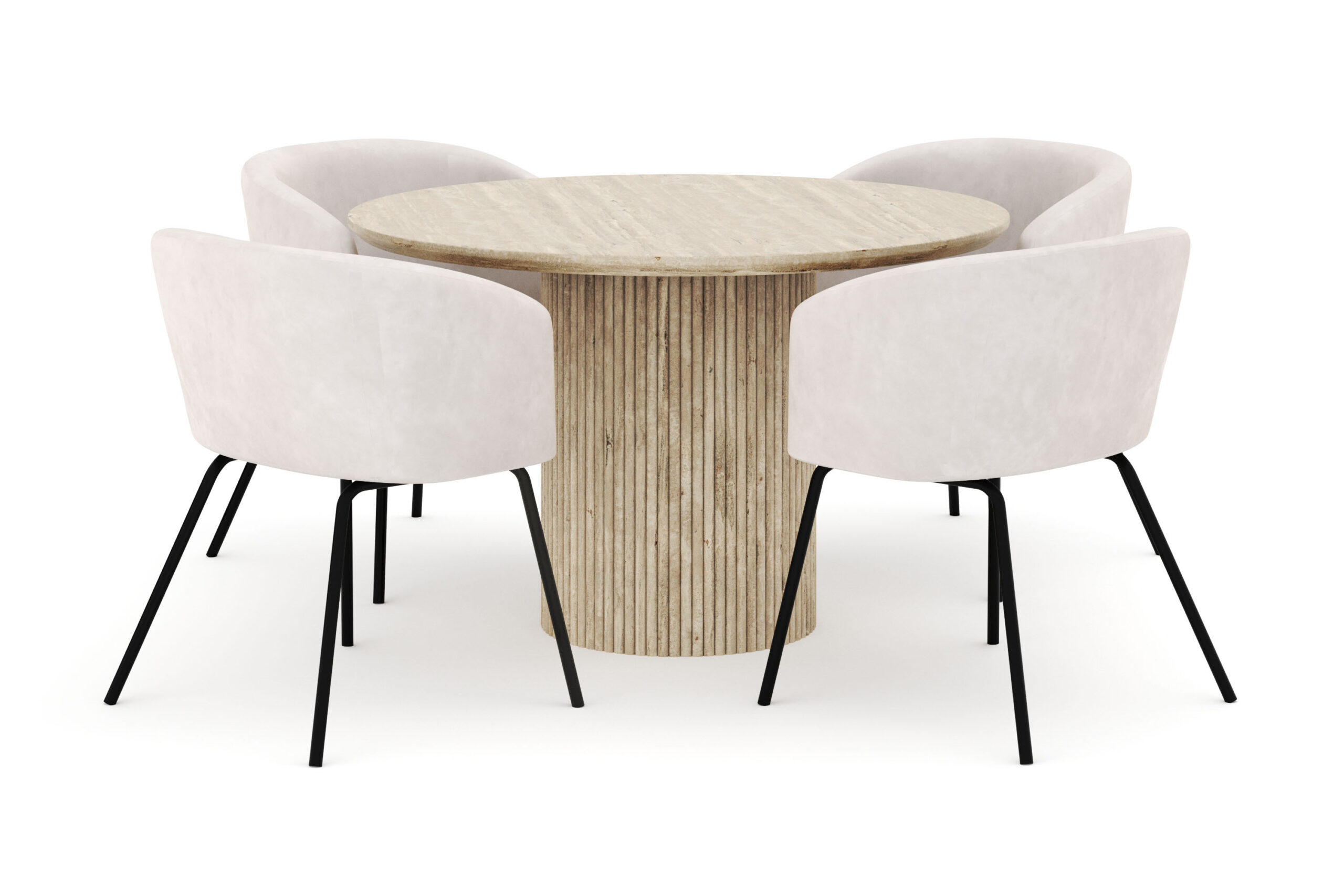 Uppveda Rundt Spisebord 120 cm med 4 Berit Stole - Beige