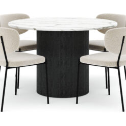 Uppveda Rundt Spisebord 120 cm med 4 Gemmiano Stole - Sort/Hvid