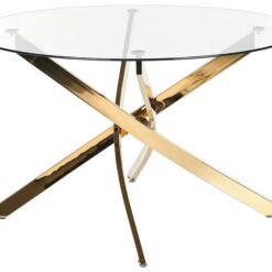 Vincenzo Spisebord 120 cm Rund - Gennemsigtig/Guld