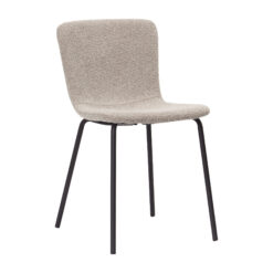 Katy Spisestol - Greige bouclé / Metalben sort