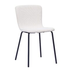 Katy Spisestol - Hvid bouclé / Metalben sort