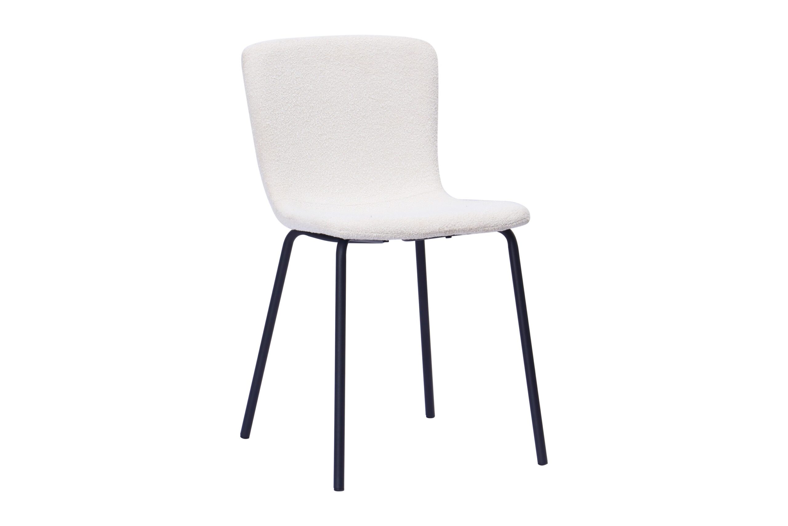 Katy Spisestol - Hvid bouclé / Metalben sort