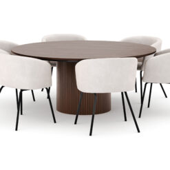 Kopparbo Rundt Spisebord 180 cm med 6 Berit Stole - Valnød