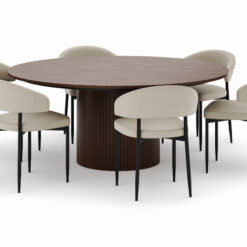 Kopparbo Rundt Spisebord 180 cm med 6 Sawako Stole - Valnød