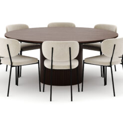 Kopparbo Rundt Spisebord 180 cm med 8 Gemmiano Stole - Valnød