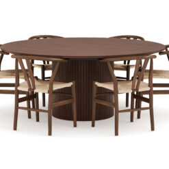 Kopparbo Spisegruppe 180 cm rundt spisebord med 6 Dastoori Spisestole - Valnød