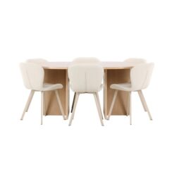 Spisegruppe Strada Rundt 120/170 cm Hvid med Lilja Stole 6 stk - 6 stk