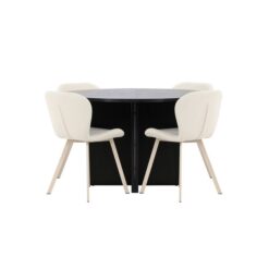 Spisegruppe Strada Rundt 120/170 cm Sort med Lilja Stole 4 stk - 4 stk