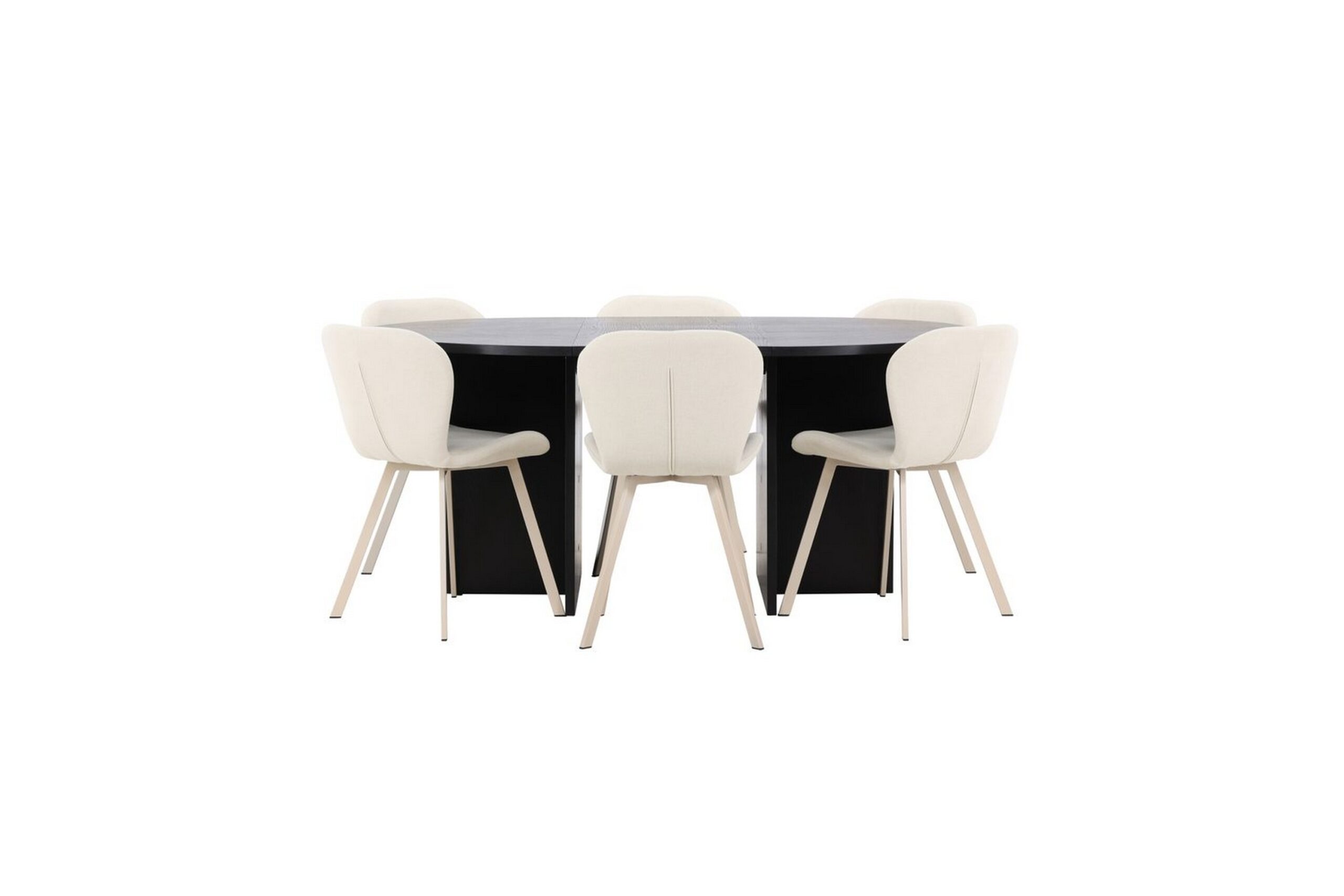 Spisegruppe Strada Rundt 120/170 cm Sort med Lilja Stole 6 stk - 6 stk