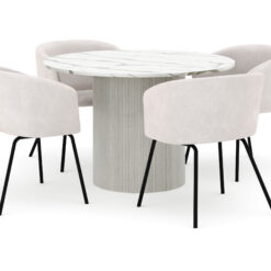 Uppveda Rundt Spisebord 120 cm med 4 Berit Stole - Hvid