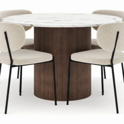 Uppveda Rundt Spisebord 120 cm med 4 Gemmiano Stole - Brun