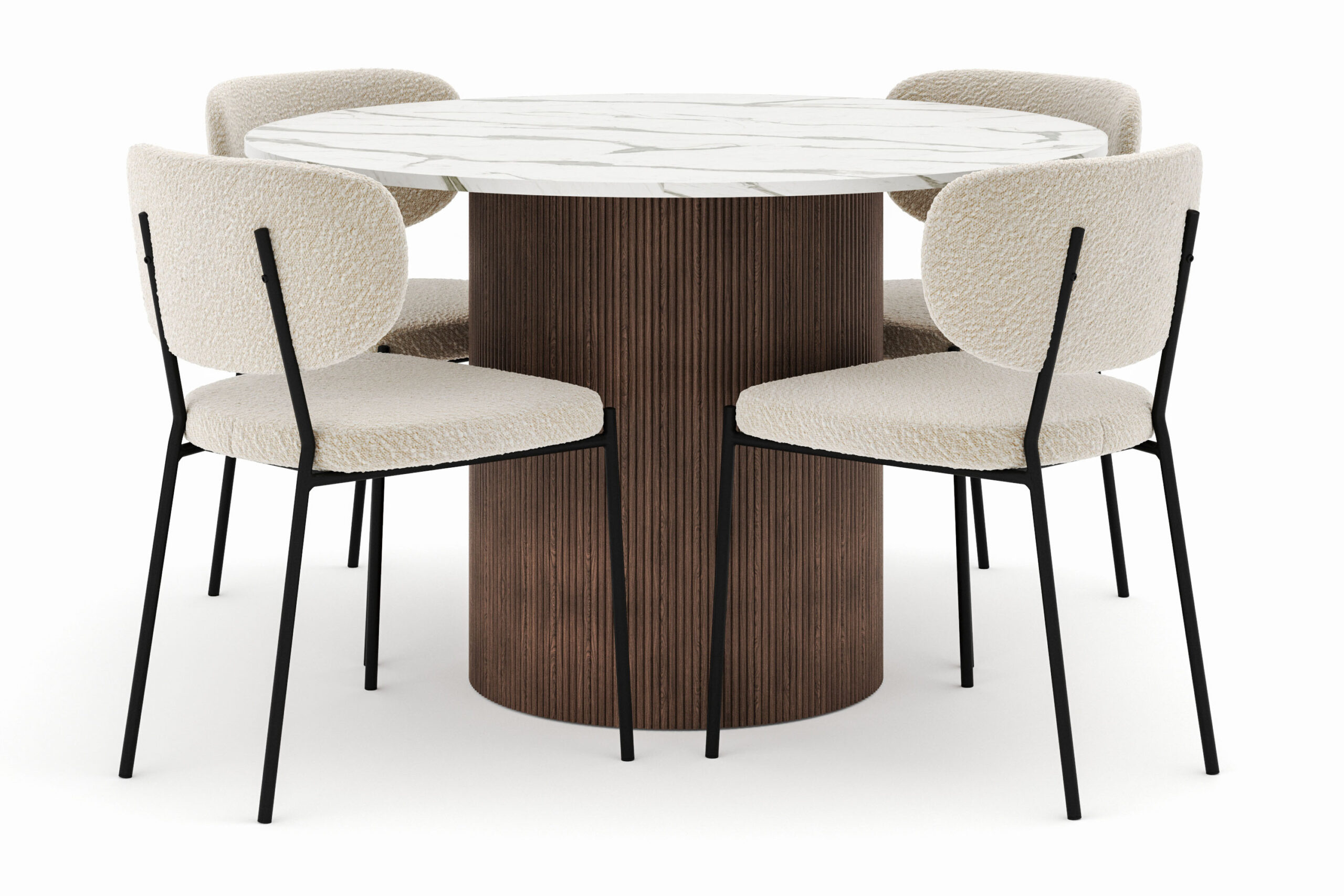 Uppveda Rundt Spisebord 120 cm med 4 Gemmiano Stole - Brun