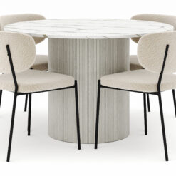 Uppveda Rundt Spisebord 120 cm med 4 Gemmiano Stole - Hvid