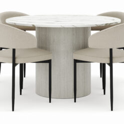 Uppveda Rundt Spisebord 120 cm med 4 Sawako Stole - Hvid