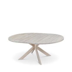 Slite Udtræksbart Spisebord 140-180 cm Rundt i massivt træ - Lys grå/Natur