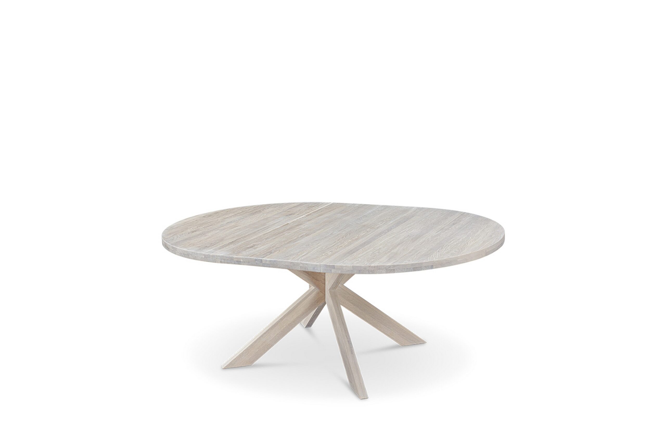 Slite Udtræksbart Spisebord 140-180 cm Rundt i massivt træ - Lys grå/Natur