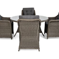 Marcus Spisebordssæt 140 Rund + 4 Lænestole m Hynde - Grå