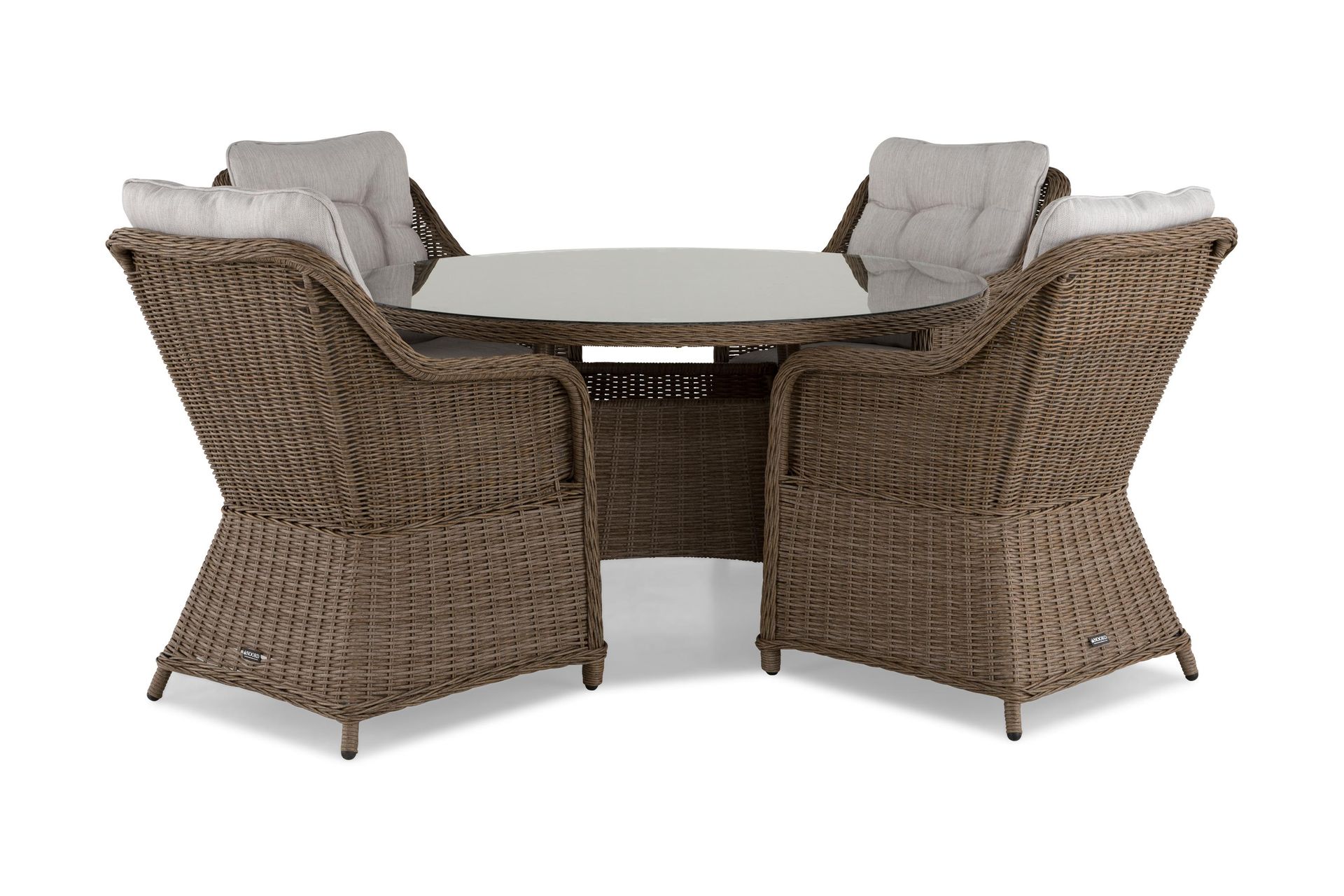 Marcus Spisebordssæt 140 Rund + 4 Lænestole m Hynde - Natur