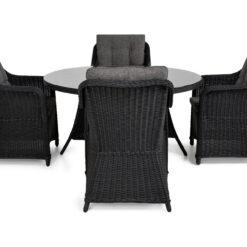 Marcus Spisebordssæt 140 Rund + 4 Lænestole m Hynde - Sort