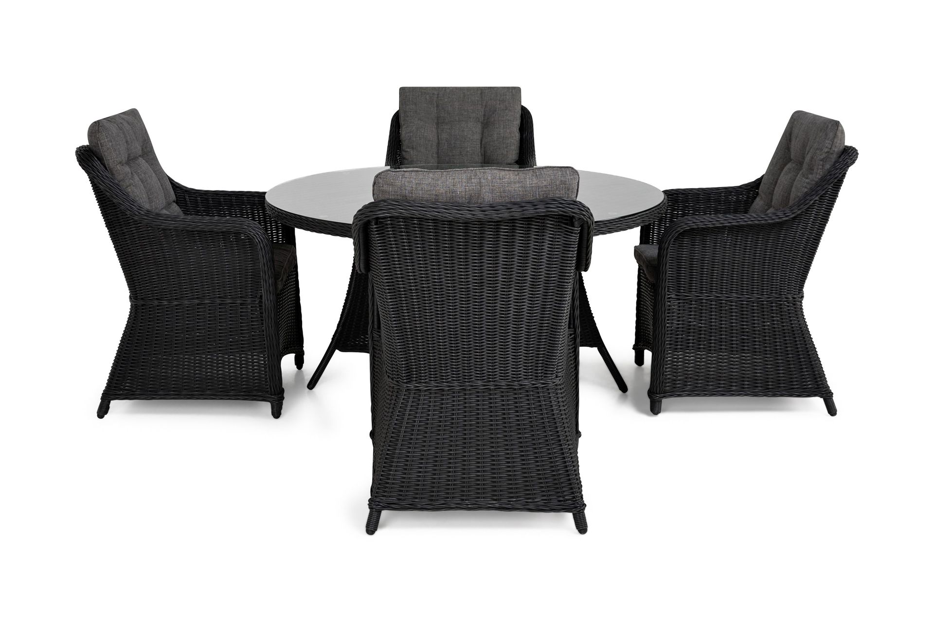 Marcus Spisebordssæt 140 Rund + 4 Lænestole m Hynde - Sort