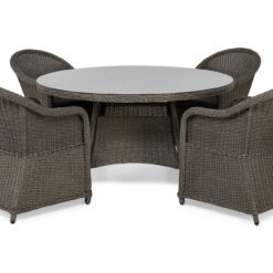 Marcus Spisebordssæt 140 Rund + 4 Light Lænestole m Hynde - Grå