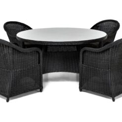 Marcus Spisebordssæt 140 Rund + 4 Light Lænestole m Hynde - Sort