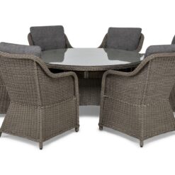 Marcus Spisebordssæt 140 Rund + 6 Lænestole m Hynde - Grå